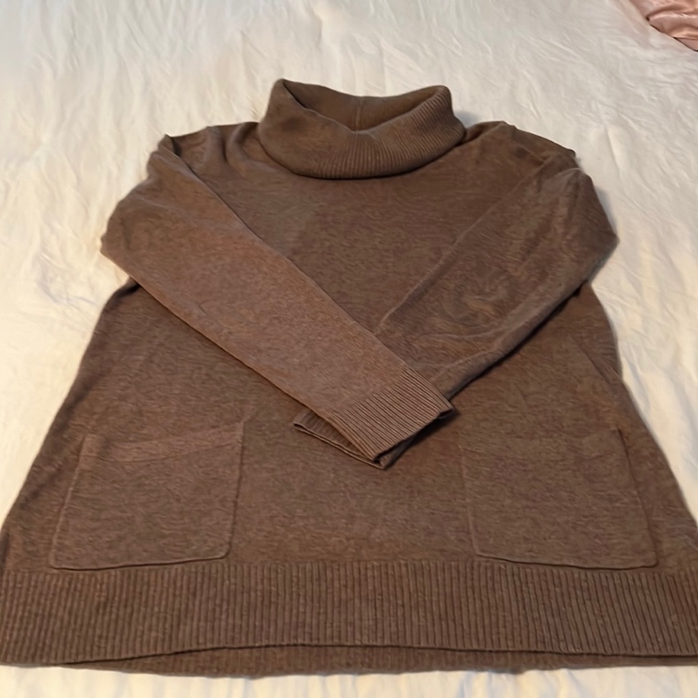 JEANNE PIERRE Brown 100% Cotton Turtleneck Sweater, Size S